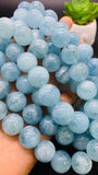 Aquamarine Round Beads - 17 mm Size - AAA Quality - Length 40 cm- Code #N1 - Natural Aquamarine Beads