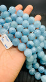 Aquamarine Round Beads - 14 mm Size - AAA Quality - Length 40 cm- Code #N1 - Natural Aquamarine Beads