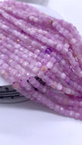 Natural Violet Purple Pink Kunzite Faceted 4mm Cube Beads - Length 40 cm - AAA Quality