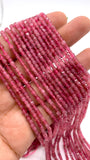 Pink Tourmaline Faceted 3 mm Cube Beads - Length 40 cm - AAA Quality- Natural Tourmaline Square dice Beads