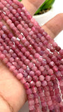 Natural Pink Tourmaline Faceted 4 mm Cube Beads - Length 40 cm - AAA Quality- Tourmaline Square dice Beads