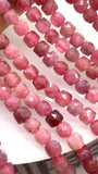 Natural Pink Tourmaline Faceted 4 mm Cube Beads - Length 40 cm - AAA Quality- Tourmaline Square dice Beads