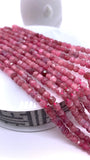 Natural Pink Tourmaline Faceted 4 mm Cube Beads - Length 40 cm - AAA Quality- Tourmaline Square dice Beads