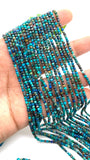 Chrysocolla Shattuckite Faceted 2 mm 3 mm Cube Beads - Length 40 cm - AAA Quality- Natural Chrysocolla Square Dice Beads- Origin Arizona