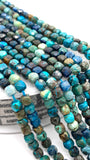 Chrysocolla Shattuckite Faceted 4 mm Cube Beads - Length 40 cm - AAA Quality- Natural Chrysocolla Square Dice Beads- Origin Arizona