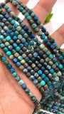 Chrysocolla Shattuckite Faceted 4 mm Cube Beads - Length 40 cm - AAA Quality- Natural Chrysocolla Square Dice Beads- Origin Arizona