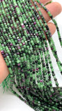 Ruby Zoisite Faceted 2 mm Cube Dice Beads - Length 40 cm - AAA Quality- Natural Ruby Zoisite Square Beads