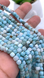 Larimar Faceted Cube Beads 4 mm - Length 40 cm - AAA Quality - Natural Larimar Dice Beads
