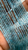 Blue Topaz Faceted 2 mm Cube Beads - Length 40 cm - AAA Quality- Natural Blue Topaz Dice Square Beads