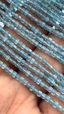 Blue Topaz Faceted 2 mm Cube Beads - Length 40 cm - AAA Quality- Natural Blue Topaz Dice Square Beads
