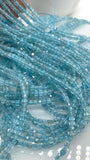 Blue Topaz Faceted 2 mm Cube Beads - Length 40 cm - AAA Quality- Natural Blue Topaz Dice Square Beads