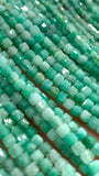Emerald Faceted 2 mm 3 mm Cube Beads - Length 40 cm - AAA Quality- Natural Emerald Dice Square Beads