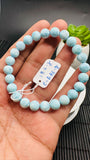 Larimar Bracelet 8 mm size Code#E1 • AAAA Quality • Natural Larimar Round Bracelet- Length 7.50 Inch