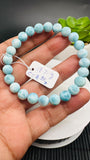 Larimar Bracelet 8 mm size Code#E4 • AAAA Quality • Natural Larimar Round Bracelet- Length 7.50 Inch