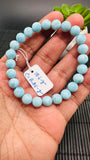 Larimar Bracelet 8 mm size Code#E5 • AAAA Quality • Natural Larimar Round Bracelet- Length 7.50 Inch