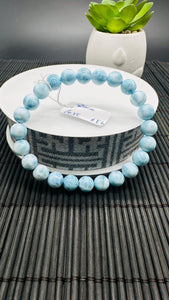 Larimar Bracelet 8 mm size Code#E6 • AAAA Quality • Natural Larimar Round Bracelet- Length 7.50 Inch