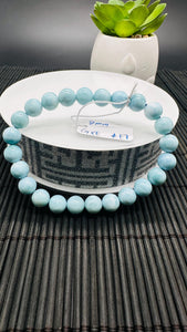 Larimar Bracelet 8 mm size Code#E7 • AAAA Quality • Natural Larimar Round Bracelet- Length 7.50 Inch