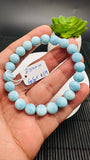 Larimar Bracelet 8.50 mm size Code#E9 • AAAA Quality • Natural Larimar Round Bracelet- Length 7.50 Inch