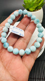 Larimar Bracelet 8.50 mm size Code#E10 • AAAA Quality • Natural Larimar Round Bracelet- Length 7.50 Inch