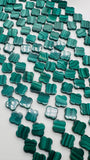 16x16 mm Malachite Clover Beads • Length 40 cm - AAA Quality • Natural Malachite Beads