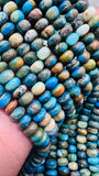 Blue Opalina Roundel Beads • 6mm 8mm Size • 14 Inch Length • Natural Blue Opalina beads • Origin Peru •. AA Quality