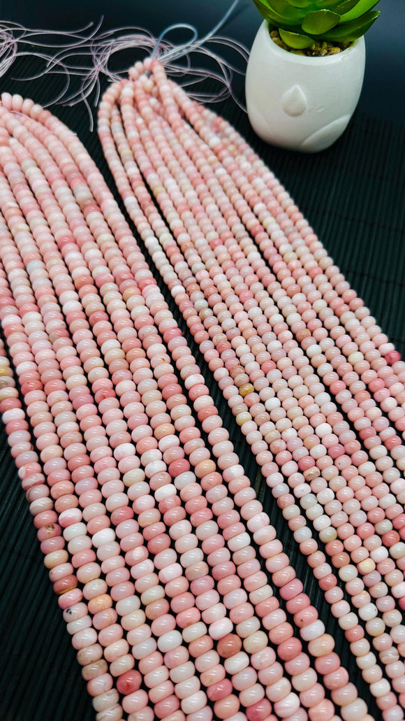 Pink Opal Rondelle Beads 6mm 8mm AAA quality beads - Length 40 cm - Peruvian Pink Opal Roundel