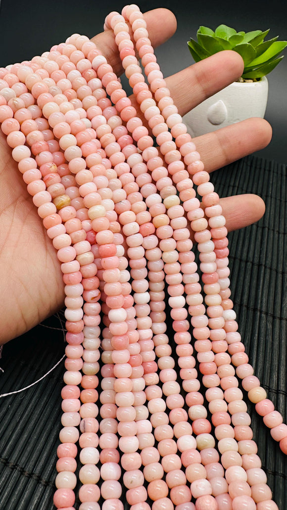 6mm Pink Opal Rondelle Beads AAA quality - Length 40 cm - Peruvian Pink Opal Roundel