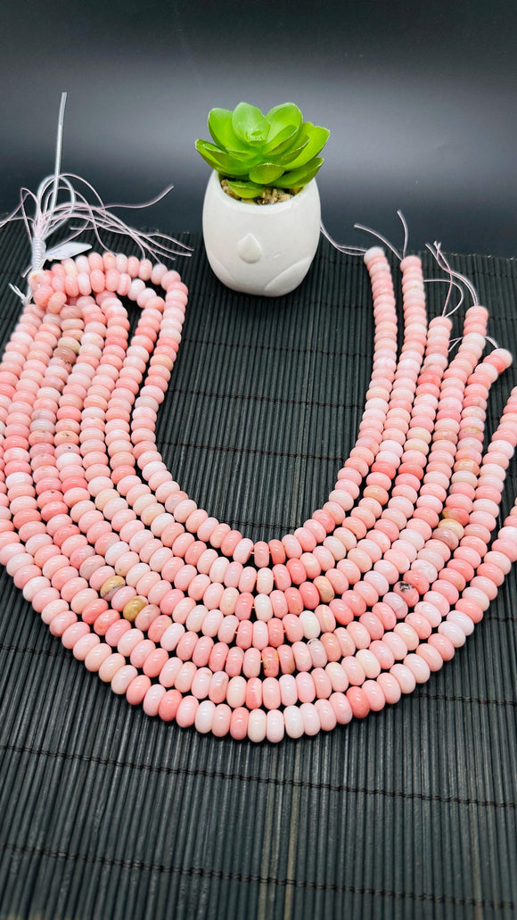 10mm Pink Opal Rondelle Beads AAA quality - Length 40 cm - Peruvian Pink Opal Roundel