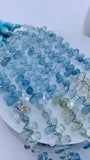 4.5x8-9 mm Aquamarine Drop Briolettes - length 8 inch - Natural Aquamarine drop Beads- AAA Quality