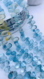 5x8-9 mm Aquamarine Drop Briolettes - length 8 inch - Natural Aquamarine drop Beads- AAA Quality
