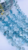 5x8-9 mm Aquamarine Drop Briolettes - length 8 inch - Natural Aquamarine drop Beads- AAA Quality