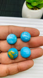 Blue Opalina Round Cabs - 14 mm Size - Code #A4 - Pack of 1 Pc - Natural Opalina Cabochons - Origin Peru- AAA Quality