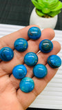Blue Opalina Round Cabs - 14 mm Size - Code #A1 - Pack of 1 Pc - Natural Opalina Cabochons - Origin Peru- AAAA Quality