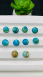 Blue Opalina Round Cabs - 9 mm Size - Code #A19 - Pack of 2 Pc- Natural Opalina Cabochons - Origin Peru- AAA Quality