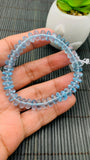8 mm Blue Topaz Bracelet AAA Quality 7.5 Inch length - 100% Natural Blue Topaz Roundel Bracelet- Stretch Cord -