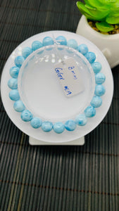 Larimar Bracelet 8 mm size Code#E19 • AAAA Quality • Natural Larimar Round Bracelet- Length 7.50 Inch