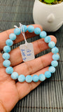 Larimar Bracelet 8 mm size Code#E22 • AAAA Quality • Natural Larimar Round Bracelet- Length 7.50 Inch