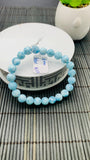 Larimar Bracelet 8 mm size Code#E23 • AAAA Quality • Natural Larimar Round Bracelet- Length 7.50 Inch