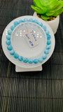 Larimar Bracelet 7.50 mm size Code#E24 • AAAA Quality • Natural Larimar Round Bracelet- Length 7.50 Inch