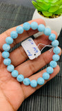 Larimar Bracelet 8 mm size Code#E28 • AAAA Quality • Natural Larimar Round Bracelet- Length 7.50 Inch