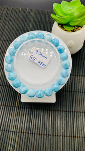 Larimar Bracelet 9.50 mm size Code#E37 • AAAA Quality • Natural Larimar Round Bracelet- Length 7.50 Inch