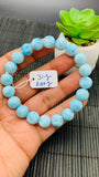 Larimar Bracelet 10 mm size Code#E38 • AAAA Quality • Natural Larimar Round Bracelet- Length 7.50 Inch