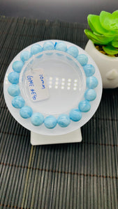 Larimar Bracelet 10 mm size Code#E40 • AAAA Quality • Natural Larimar Round Bracelet- Length 7.50 Inch