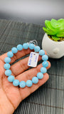 Larimar Bracelet 10 mm size Code#E41 • AAAA Quality • Natural Larimar Round Bracelet- Length 7.50 Inch