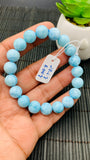 Larimar Bracelet 10 mm size Code#E41 • AAAA Quality • Natural Larimar Round Bracelet- Length 7.50 Inch