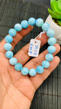 Larimar Bracelet 10.50 mm size Code#E42 • AAAA Quality • Natural Larimar Round Bracelet- Length 7.50 Inch