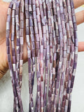 Wampum Quahog Shell Tube Beads • 4x8 mm Size • 40 cm length • AAA Quality • Natural Wampum Shell • Purple Color • Origin East Coast USA