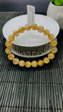 Golden Rutile Round Bracelet • 10 mm Size • Code #E1 • 4A Quality • Natural Rutilated Quartz Bracelet