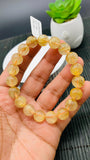 Golden Rutile Round Bracelet • 11 mm Size • Code #E4 • 4A Quality • Natural Rutilated Quartz Bracelet