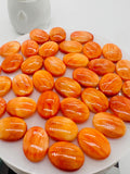 Spiny Oyster Shell Oval Cabs • 12x16 mm Size • Pack of 2 Pieces • AAA Quality • Natural Shell Cabochon • Orange Color